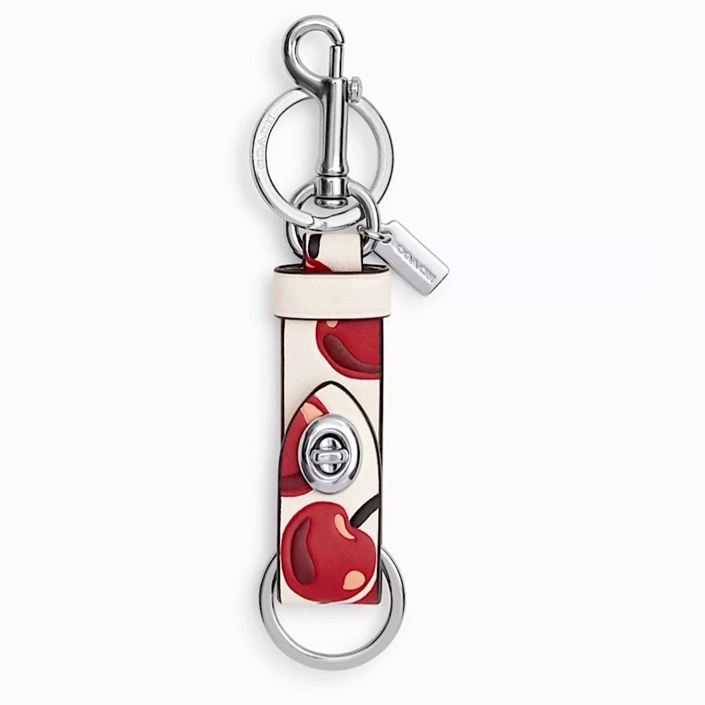 COACH Trigger Snap Bag Charm w Cherry Print CZ088 NWT